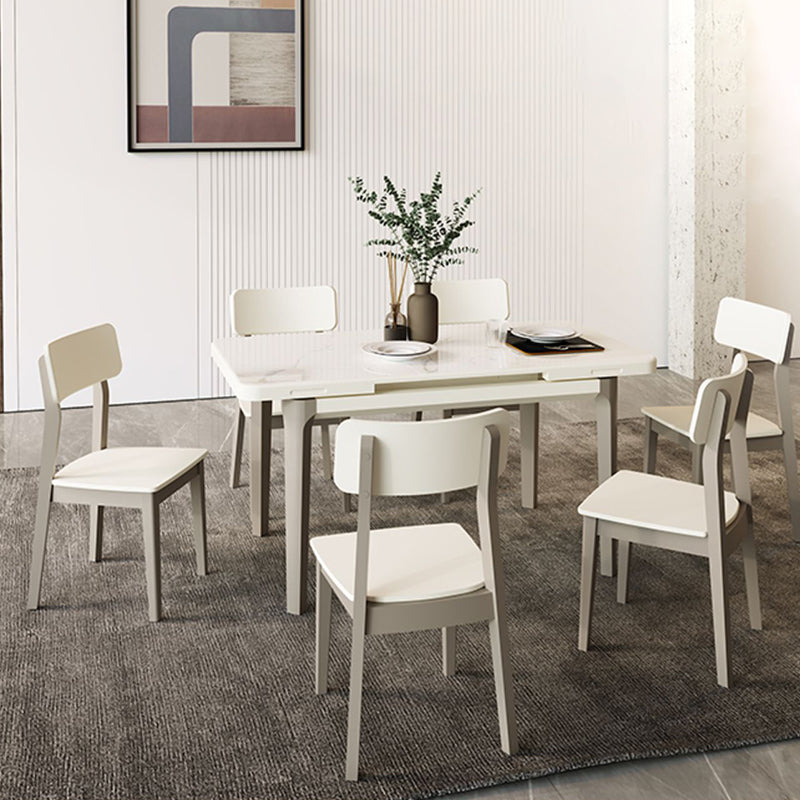 白い長方形のダイナーテーブルセット1/5ピースモダンなダイニングセット