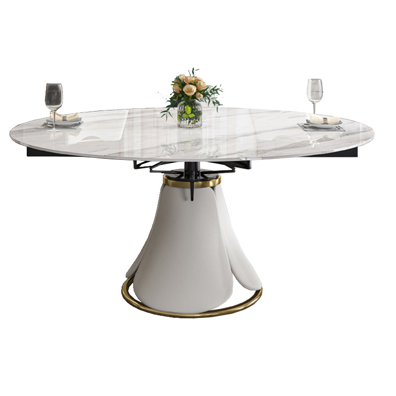 Round Dining Table Set with Padded Chairs 1/5/7 Pieces White Dining Set for Home