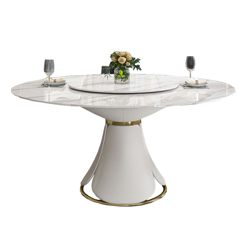Round Dining Table Set with Padded Chairs 1/5/7 Pieces White Dining Set for Home