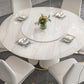 Round Dining Table Set with Padded Chairs 1/5/7 Pieces White Dining Set for Home
