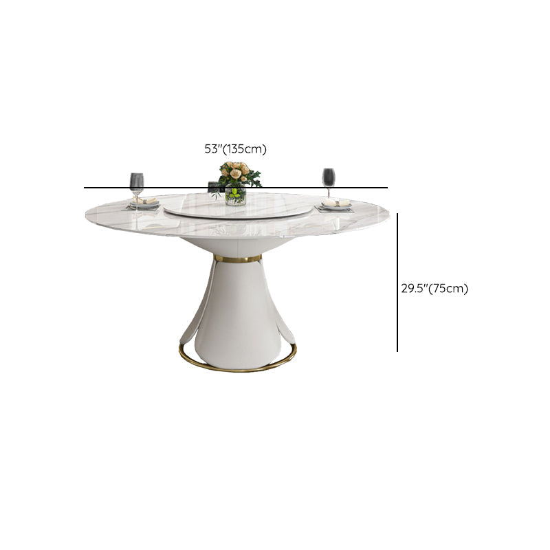 Round Dining Table Set with Padded Chairs 1/5/7 Pieces White Dining Set for Home