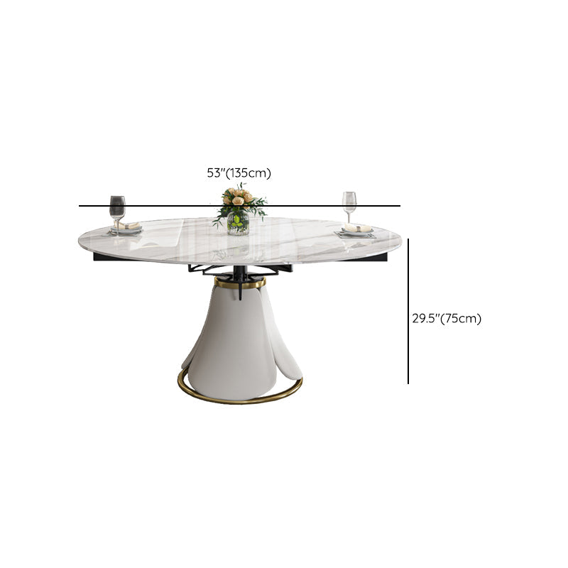 Round Dining Table Set with Padded Chairs 1/5/7 Pieces White Dining Set for Home