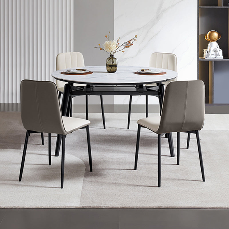 Stone Top Foldable Dining Table Set 1/2/5/7 Pieces White  Dining Set for Home