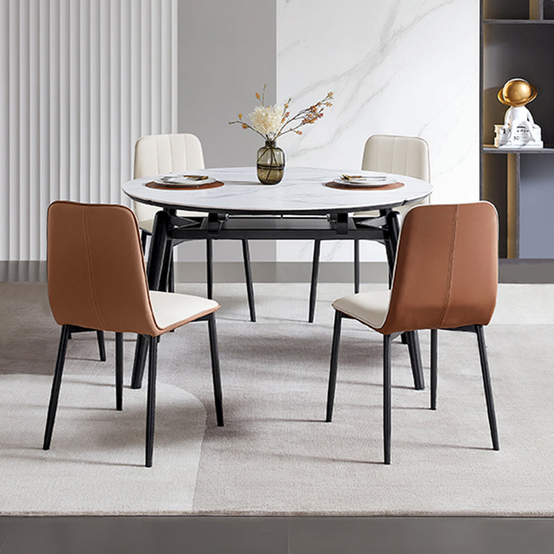 Stone Top Foldable Dining Table Set 1/2/5/7 Pieces White  Dining Set for Home