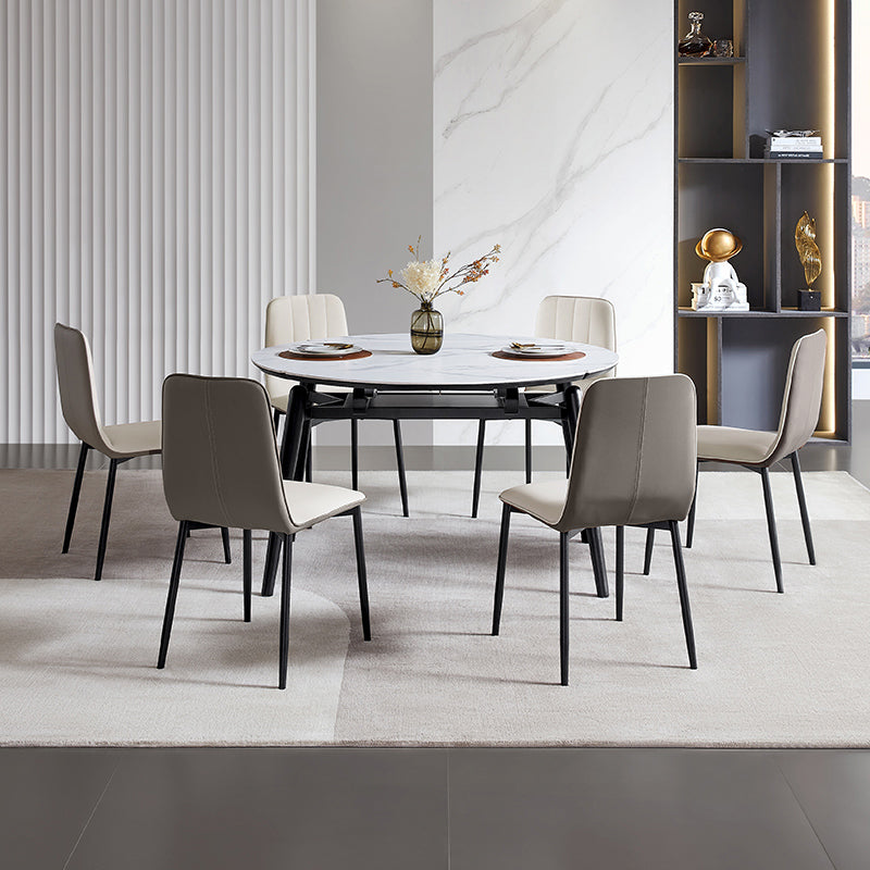 Stone Top Foldable Dining Table Set 1/2/5/7 Pieces White  Dining Set for Home