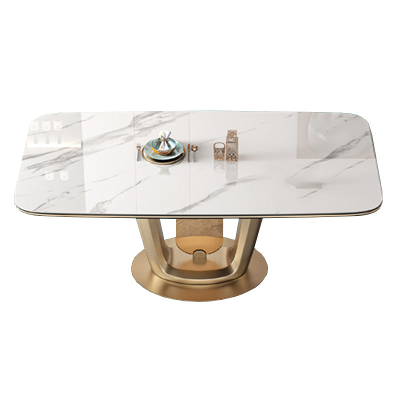 ホーム用の光沢のある白い石のダイニングテーブルセット1/5ピースモダンなディネットセット