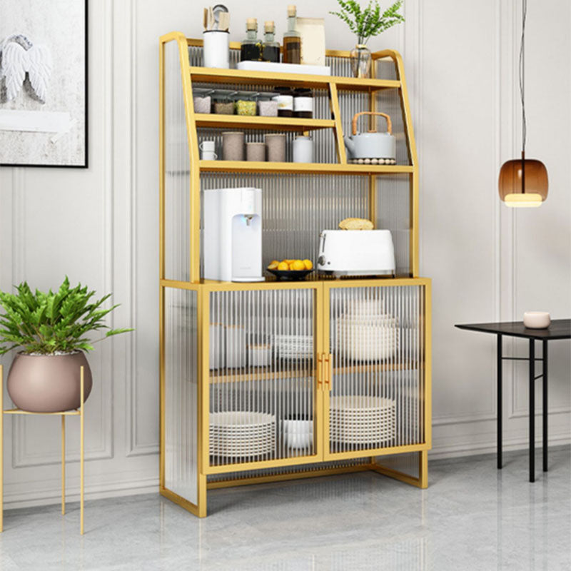 Server in vetro in metallo contemporaneo Server da pranzo con porte per sala da pranzo