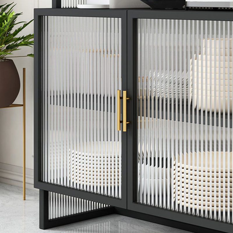 Server in vetro in metallo contemporaneo Server da pranzo con porte per sala da pranzo