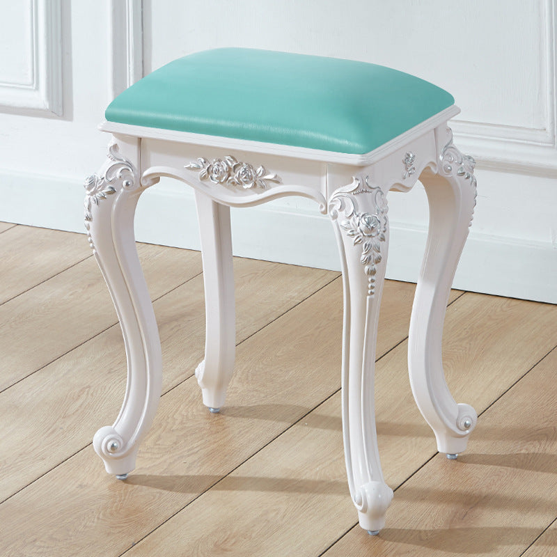 Glam Pouf Ottoman Faux Leather Solid Color Water Resistant Carving Rectangle Pouf Green 1 Piece Silver Clearhalo 'furn' 'furn_ottomans_poufs' 'Furniture' 'Living Room Furniture' 'Ottomans & Poufs' 'ottomans_poufs' 7398656