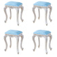 Glam Pouf Ottoman Faux Leather Solid Color Water Resistant Carving Rectangle Pouf Blue 4 Piece Set Silver Clearhalo 'furn' 'furn_ottomans_poufs' 'Furniture' 'Living Room Furniture' 'Ottomans & Poufs' 'ottomans_poufs' 7398667