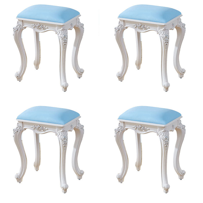 Glam Pouf Ottoman Faux Leather Solid Color Water Resistant Carving Rectangle Pouf Blue 4 Piece Set Silver Clearhalo 'furn' 'furn_ottomans_poufs' 'Furniture' 'Living Room Furniture' 'Ottomans & Poufs' 'ottomans_poufs' 7398667