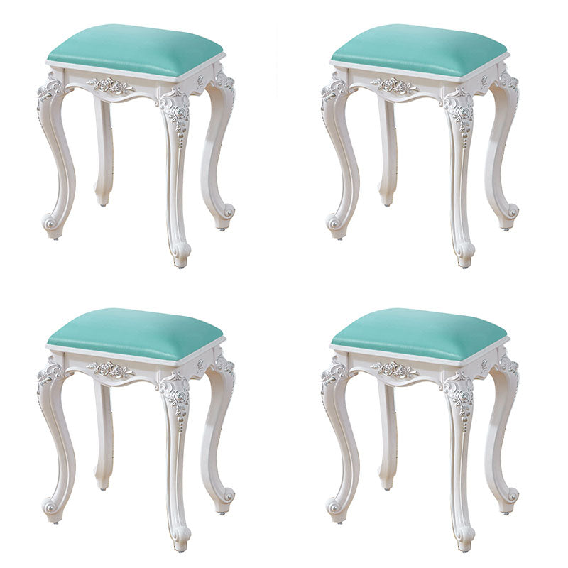 Glam Pouf Ottoman Faux Leather Solid Color Water Resistant Carving Rectangle Pouf Green 4 Piece Set Silver Clearhalo 'furn' 'furn_ottomans_poufs' 'Furniture' 'Living Room Furniture' 'Ottomans & Poufs' 'ottomans_poufs' 7398689