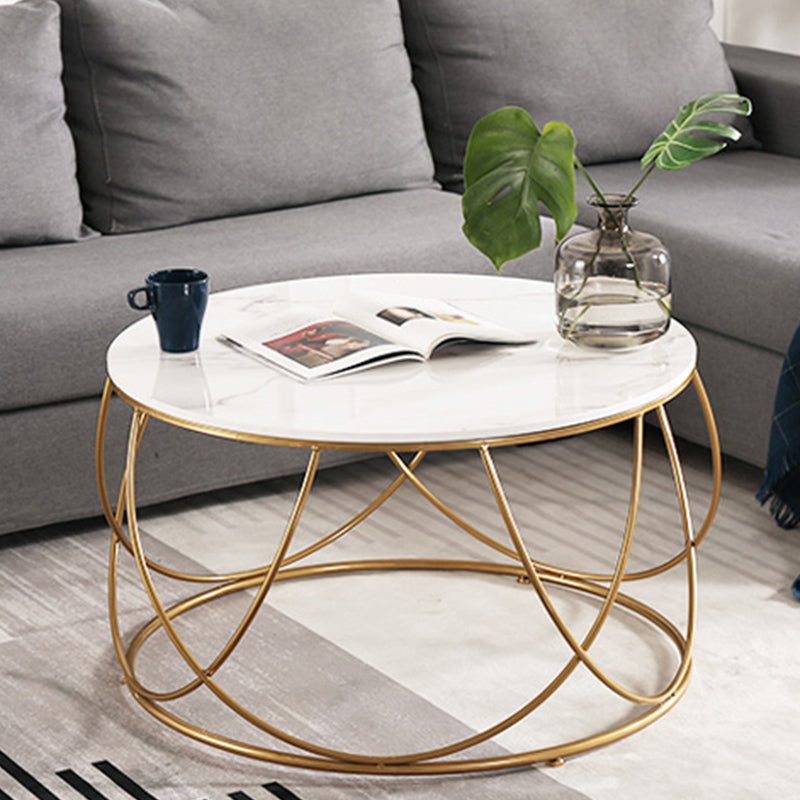 Frame Glam Cocktail Table Stone Round Nesting Coffee Table Set Clearhalo 'Coffee & Accent Tables' 'Coffee Tables' 'coffee_tables' 'furn' 'furn_coffee_tables' 'Furniture' 'Living Room Furniture' 7398696