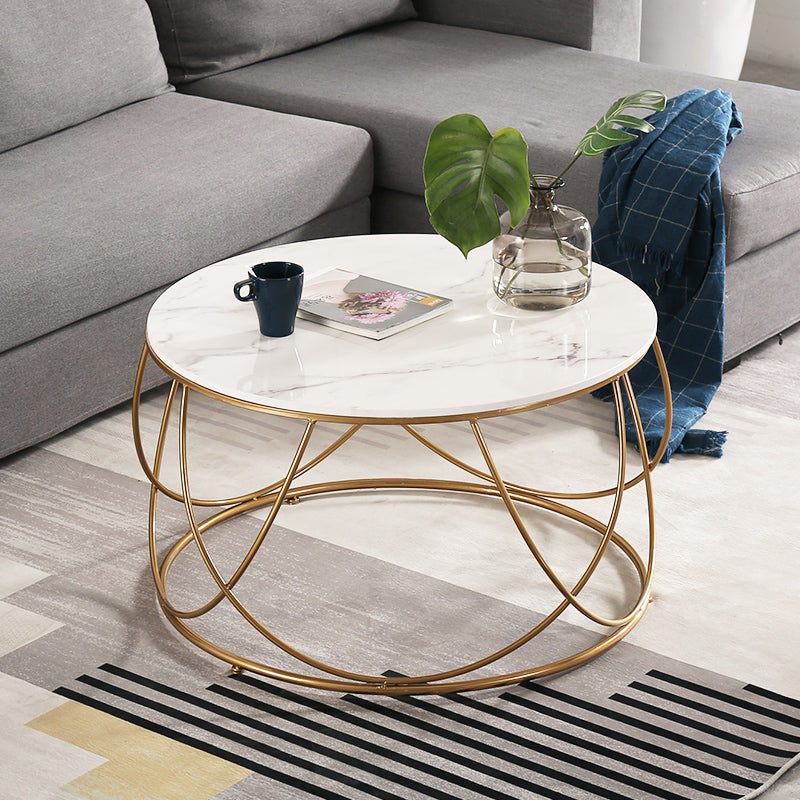 Frame Glam Cocktail Table Stone Round Nesting Coffee Table Set Clearhalo 'Coffee & Accent Tables' 'Coffee Tables' 'coffee_tables' 'furn' 'furn_coffee_tables' 'Furniture' 'Living Room Furniture' 7398699