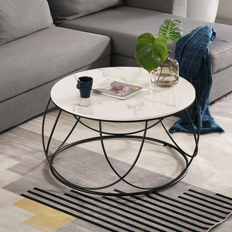 Frame Glam Cocktail Table Stone Round Nesting Coffee Table Set White Black Clearhalo 'Coffee & Accent Tables' 'Coffee Tables' 'coffee_tables' 'furn' 'furn_coffee_tables' 'Furniture' 'Living Room Furniture' 7398700