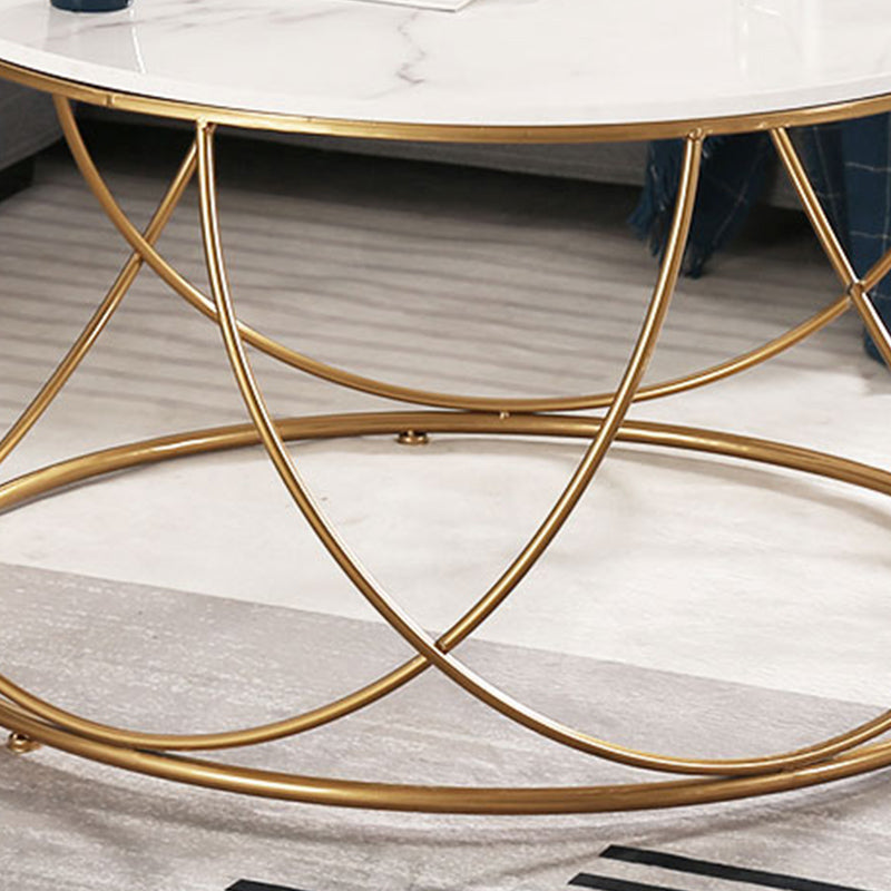 Frame Glam Cocktail Table Stone Round Nesting Coffee Table Set Clearhalo 'Coffee & Accent Tables' 'Coffee Tables' 'coffee_tables' 'furn' 'furn_coffee_tables' 'Furniture' 'Living Room Furniture' 7398708