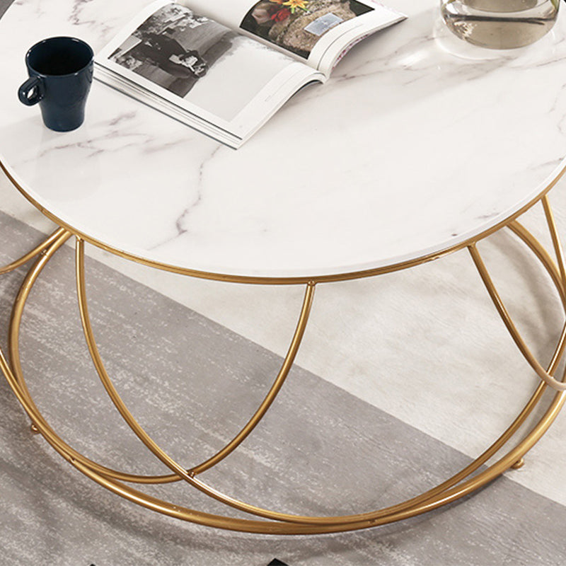 Frame Glam Cocktail Table Stone Round Nesting Coffee Table Set Clearhalo 'Coffee & Accent Tables' 'Coffee Tables' 'coffee_tables' 'furn' 'furn_coffee_tables' 'Furniture' 'Living Room Furniture' 7398710