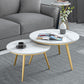 Frame Glam Cocktail Table Stone Round Nesting Coffee Table Set 31.5"L x 31.5"W x 18"H + 24"L x 24"W x 18"H Ivory Gold Clearhalo 'Coffee & Accent Tables' 'Coffee Tables' 'coffee_tables' 'furn' 'furn_coffee_tables' 'Furniture' 'Living Room Furniture' 7398711