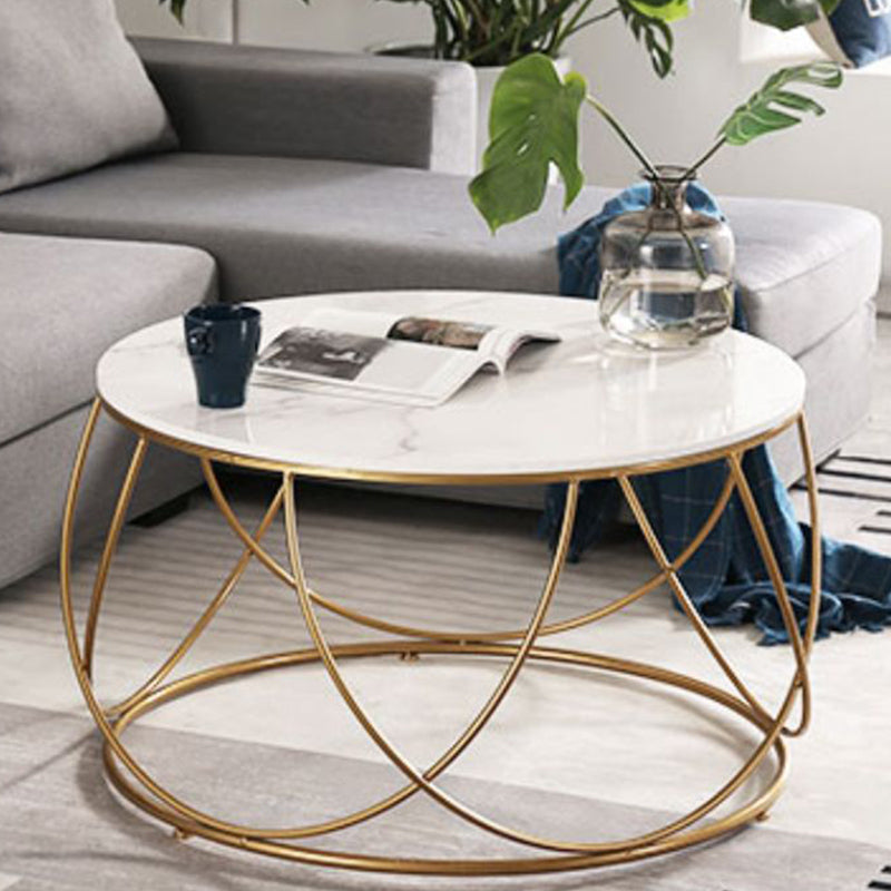 Frame Glam Cocktail Table Stone Round Nesting Coffee Table Set Clearhalo 'Coffee & Accent Tables' 'Coffee Tables' 'coffee_tables' 'furn' 'furn_coffee_tables' 'Furniture' 'Living Room Furniture' 7398713