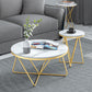 Frame Glam Cocktail Table Stone Round Nesting Coffee Table Set 31.5"L x 31.5"W x 18"H + 24"L x 24"W x 18"H Marble Gold Clearhalo 'Coffee & Accent Tables' 'Coffee Tables' 'coffee_tables' 'furn' 'furn_coffee_tables' 'Furniture' 'Living Room Furniture' 7398714