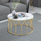 Frame Glam Cocktail Table Stone Round Nesting Coffee Table Set Gloss White Gold Clearhalo 'Coffee & Accent Tables' 'Coffee Tables' 'coffee_tables' 'furn' 'furn_coffee_tables' 'Furniture' 'Living Room Furniture' 7398715
