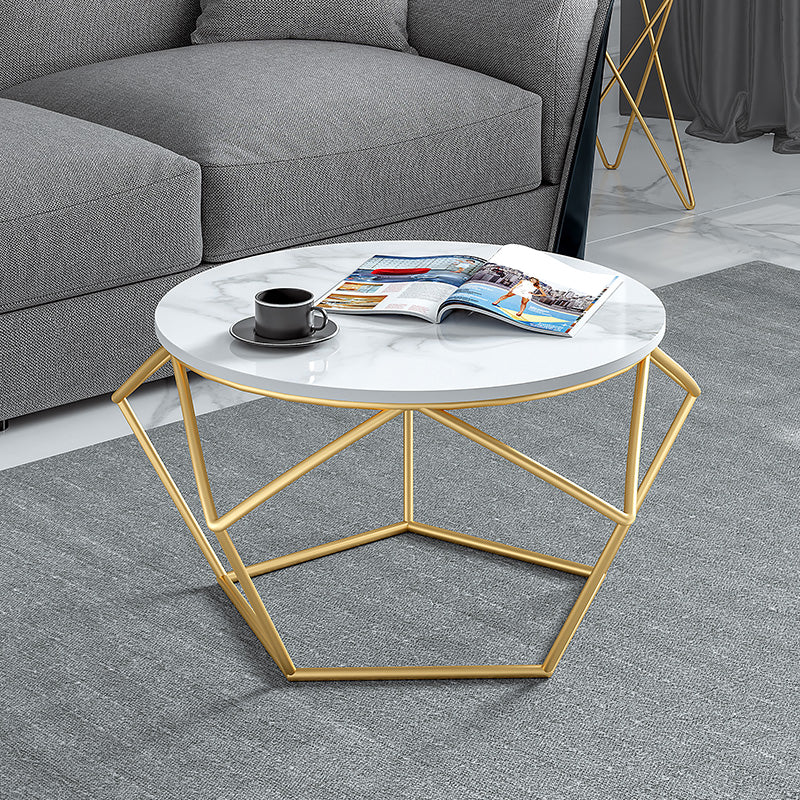 Frame Glam Cocktail Table Stone Round Nesting Coffee Table Set Marble Gold Clearhalo 'Coffee & Accent Tables' 'Coffee Tables' 'coffee_tables' 'furn' 'furn_coffee_tables' 'Furniture' 'Living Room Furniture' 7398716