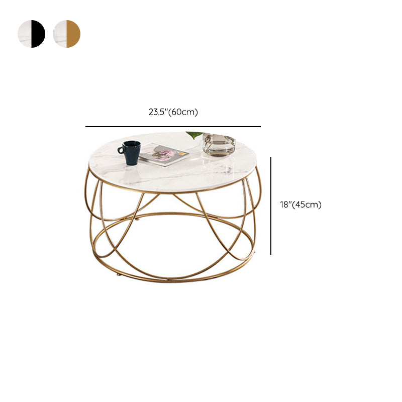 Frame Glam Cocktail Table Stone Round Nesting Coffee Table Set Clearhalo 'Coffee & Accent Tables' 'Coffee Tables' 'coffee_tables' 'furn' 'furn_coffee_tables' 'Furniture' 'Living Room Furniture' 7398717
