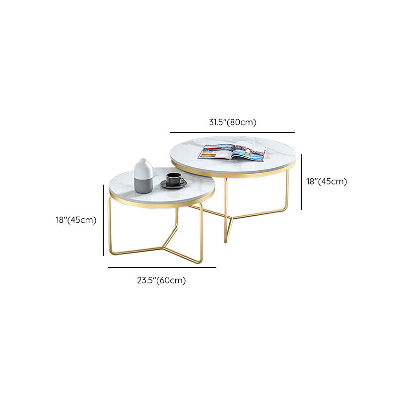 Frame Glam Cocktail Table Stone Round Nesting Coffee Table Set Clearhalo 'Coffee & Accent Tables' 'Coffee Tables' 'coffee_tables' 'furn' 'furn_coffee_tables' 'Furniture' 'Living Room Furniture' 7398719