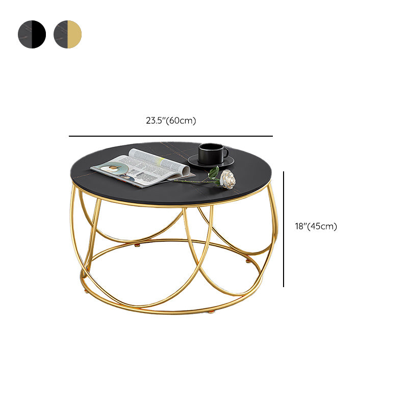 Frame Glam Cocktail Table Stone Round Nesting Coffee Table Set Clearhalo 'Coffee & Accent Tables' 'Coffee Tables' 'coffee_tables' 'furn' 'furn_coffee_tables' 'Furniture' 'Living Room Furniture' 7398721
