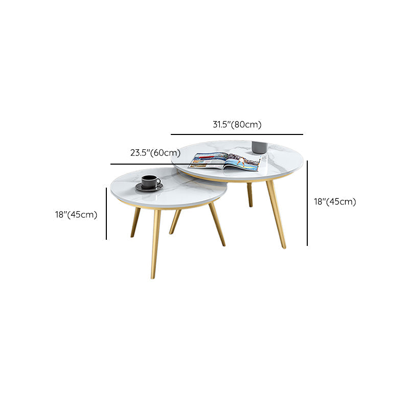 Frame Glam Cocktail Table Stone Round Nesting Coffee Table Set Clearhalo 'Coffee & Accent Tables' 'Coffee Tables' 'coffee_tables' 'furn' 'furn_coffee_tables' 'Furniture' 'Living Room Furniture' 7398728