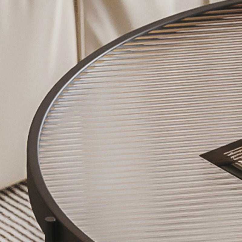 Minimalism Glass Top Coffee Table Round Metal Frame Cocktail Table Clearhalo 'Coffee & Accent Tables' 'Coffee Tables' 'coffee_tables' 'furn' 'furn_coffee_tables' 'Furniture' 'Living Room Furniture' 7398772