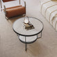 Minimalism Glass Top Coffee Table Round Metal Frame Cocktail Table Clearhalo 'Coffee & Accent Tables' 'Coffee Tables' 'coffee_tables' 'furn' 'furn_coffee_tables' 'Furniture' 'Living Room Furniture' 7398773