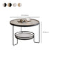 Minimalism Glass Top Coffee Table Round Metal Frame Cocktail Table Clearhalo 'Coffee & Accent Tables' 'Coffee Tables' 'coffee_tables' 'furn' 'furn_coffee_tables' 'Furniture' 'Living Room Furniture' 7398776