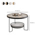 Minimalism Glass Top Coffee Table Round Metal Frame Cocktail Table Clearhalo 'Coffee & Accent Tables' 'Coffee Tables' 'coffee_tables' 'furn' 'furn_coffee_tables' 'Furniture' 'Living Room Furniture' 7398777