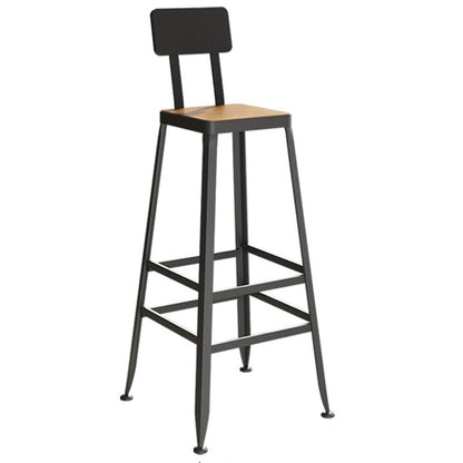 Industriële metalen barkrukken Low Back Bar -ontlasting met zwarte benen