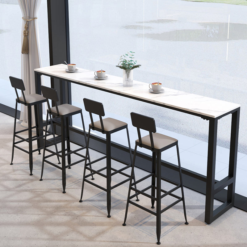 Industriële metalen barkrukken Low Back Bar -ontlasting met zwarte benen