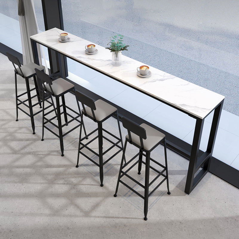 Industriële metalen barkrukken Low Back Bar -ontlasting met zwarte benen