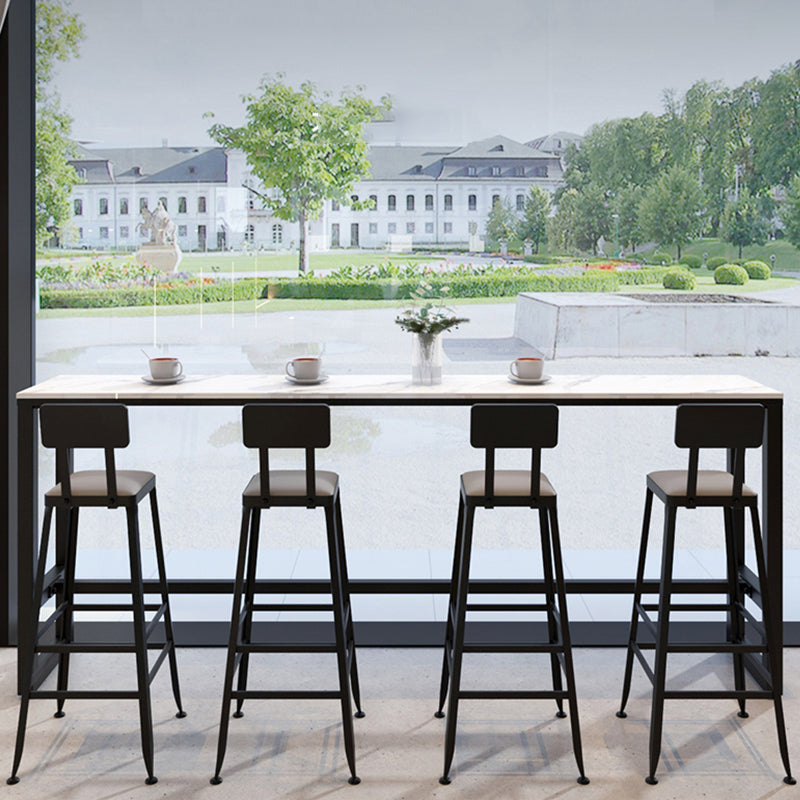 Industriële metalen barkrukken Low Back Bar -ontlasting met zwarte benen