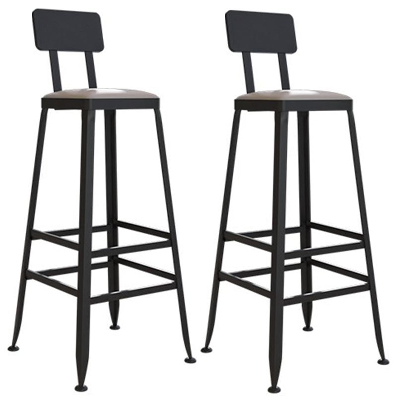 Industriële metalen barkrukken Low Back Bar -ontlasting met zwarte benen