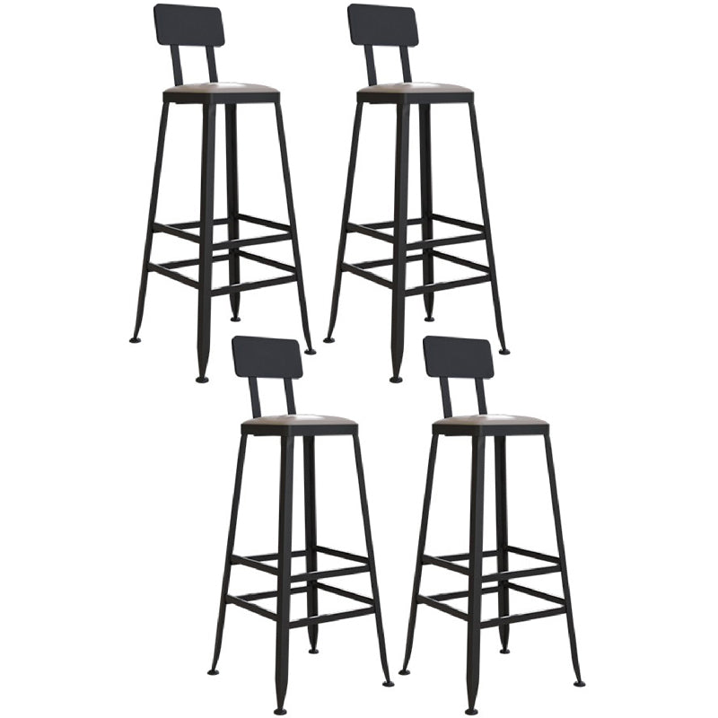 Industriële metalen barkrukken Low Back Bar -ontlasting met zwarte benen