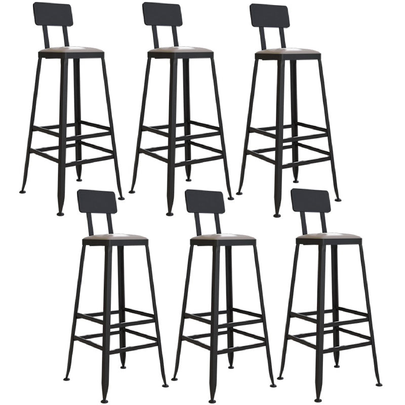 Industriële metalen barkrukken Low Back Bar -ontlasting met zwarte benen