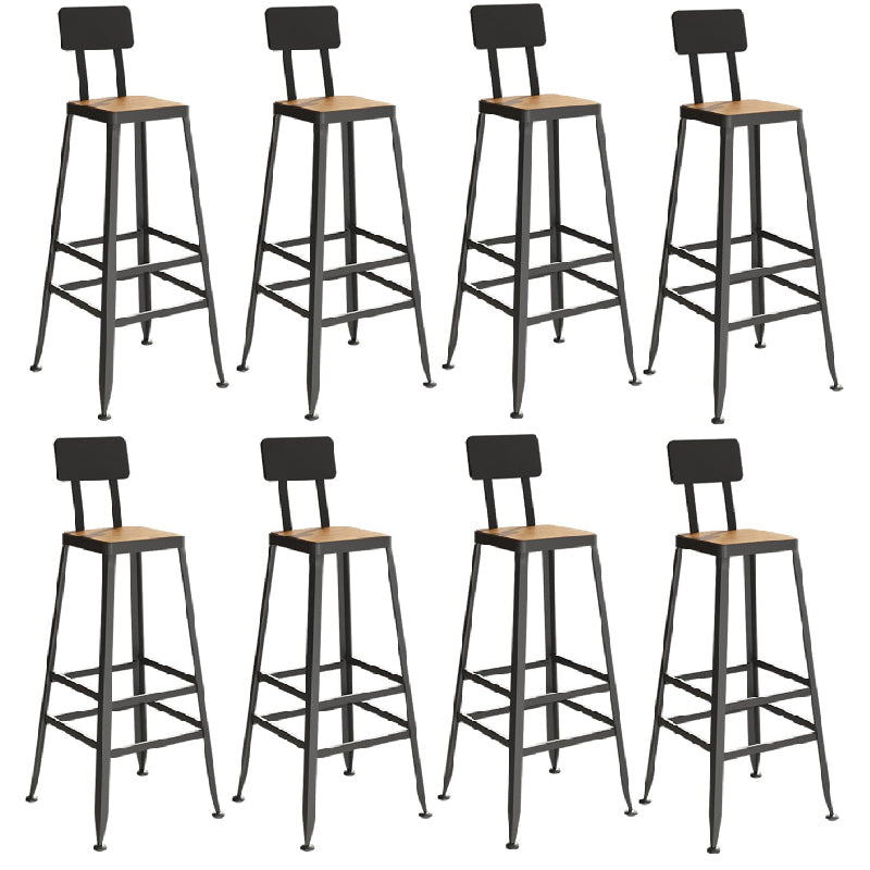 Industriële metalen barkrukken Low Back Bar -ontlasting met zwarte benen