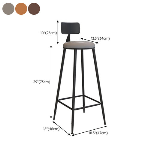 Industrial Metal Bar Stools Low Back Bar Stool with Black Legs
