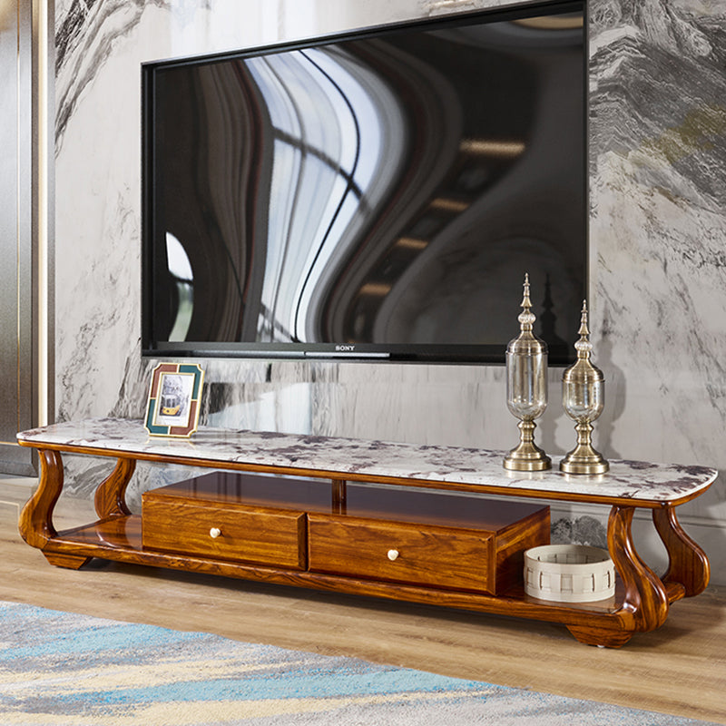 Open Storage TV Media Console Contemporary Stand Console with Drawers 86.6"L x 17.7"W x 16.5"H Clearhalo 'furn' 'furn_tv_stands_entertainment_centers' 'Furniture' 'Living Room Furniture' 'TV Stands & Entertainment Centers' 'TV Stands & Media Storage Furniture' 'tv_stands_entertainment_centers' 7399690