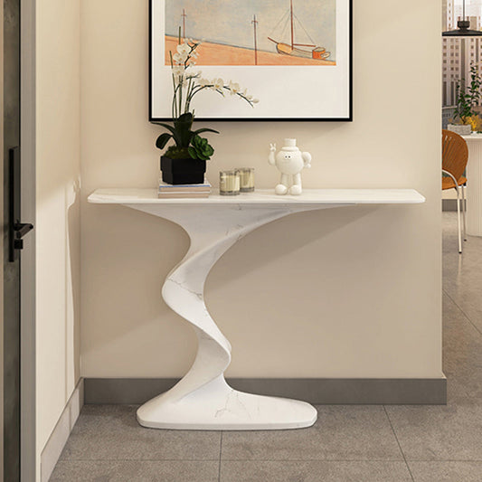 Rectangle Shape Contemporary Console Table Stone Console Sofa Table in White Clearhalo 'Console Tables' 'console_tables' 'Entry & Mudroom Furniture' 'furn' 'furn_console_tables' 'Furniture' 7399713