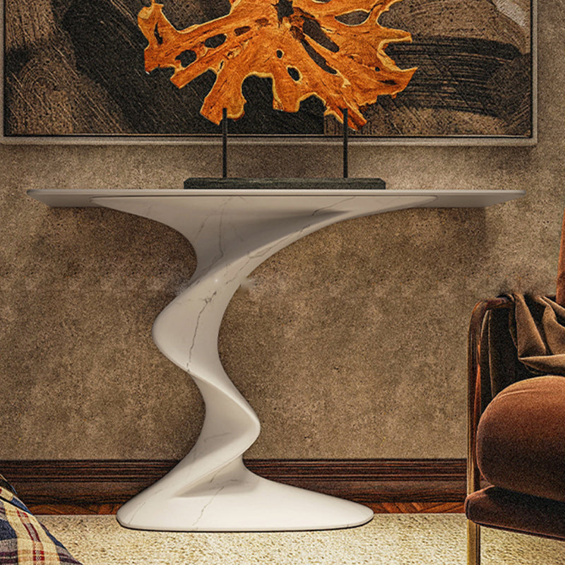 Rectangle Shape Contemporary Console Table Stone Console Sofa Table in White Clearhalo 'Console Tables' 'console_tables' 'Entry & Mudroom Furniture' 'furn' 'furn_console_tables' 'Furniture' 7399715