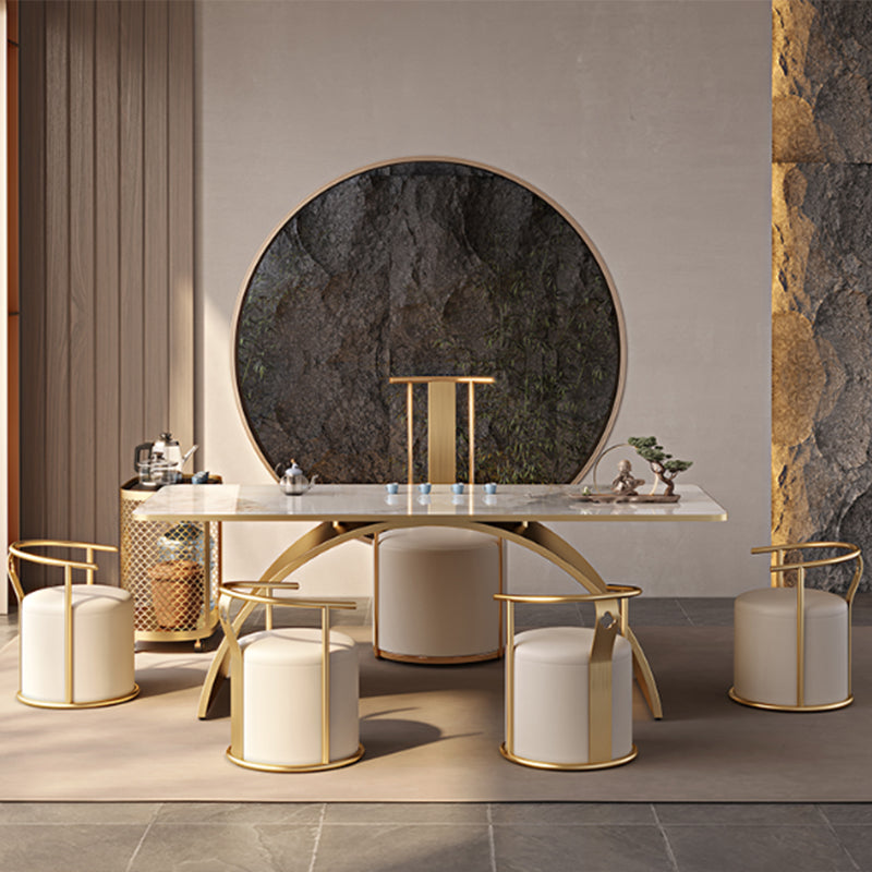 Light Luxury Home Writing Table Rectangular Stainless Steel Legs Office Desk Clearhalo 'furn' 'furn_office_desk' 'Furniture' 'Office Desks' 'Office Furniture' 'office_desk' 7399771