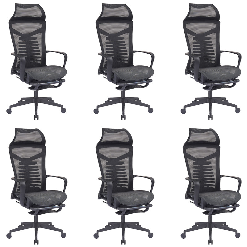 Modern Swivel Chair Adjustable Seat Height Chair with Breathable Back 6 Piece Set Synthetic Fiber Clearhalo 'furn' 'furn_office_chair' 'Furniture' 'Office Chairs' 'Office Furniture' 'office_chair' 7399799