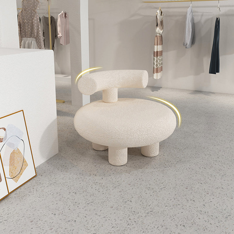 Scandinavian White Wool Parsons Chair with Fixed Back and 4 Legs Clearhalo 'Accent Chairs' 'accent_chairs' 'Chairs & Seating' 'furn' 'furn_accent_chairs' 'Furniture' 'Living Room Furniture' 7400344