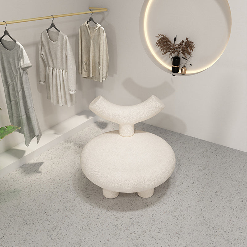 Scandinavian White Wool Parsons Chair with Fixed Back and 4 Legs Clearhalo 'Accent Chairs' 'accent_chairs' 'Chairs & Seating' 'furn' 'furn_accent_chairs' 'Furniture' 'Living Room Furniture' 7400352